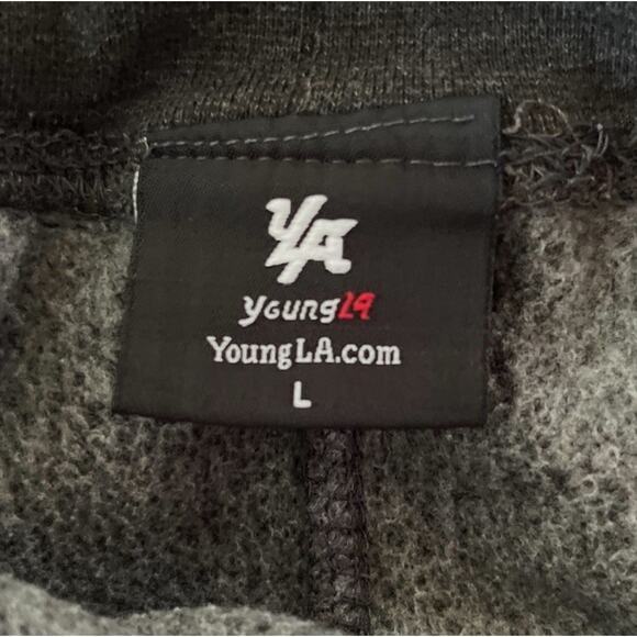 Young LA Sweat Pants Joggers Men L Gray Low Waist Drawstring Baggy - Picture 2 of 10